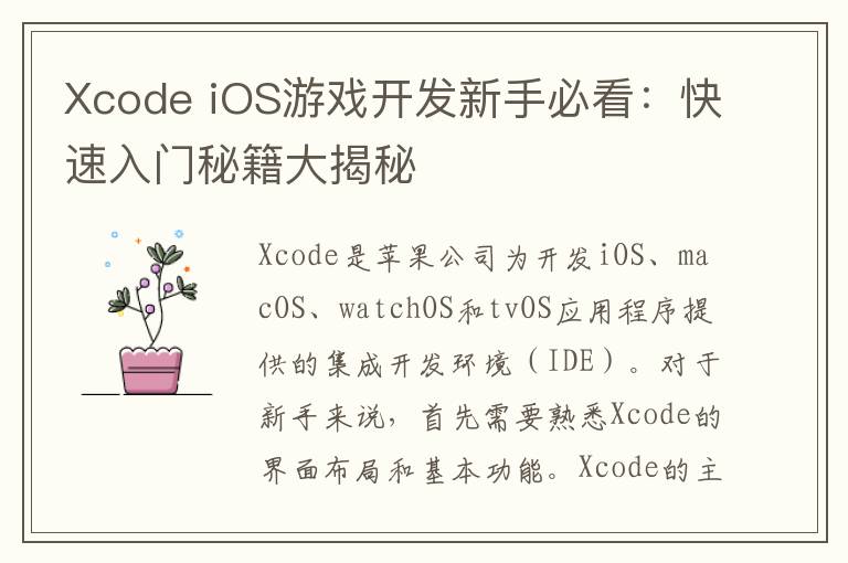 Xcode iOS游戏开发新手必看：快速入门秘籍大揭秘