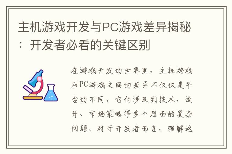 主机游戏开发与PC游戏差异揭秘：开发者必看的关键区别